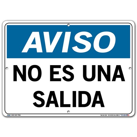 Vestil Aluminum Sign, 10-1/2" Height, 14-1/2" Width, Aluminum, Rectangle, Spanish SI-N-28-C-AL-080-S
